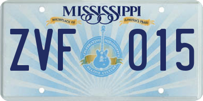 MS license plate ZVF015