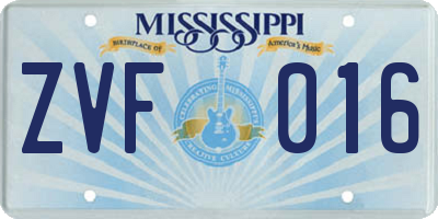 MS license plate ZVF016