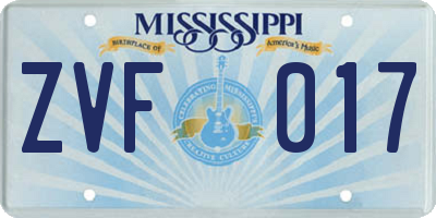 MS license plate ZVF017