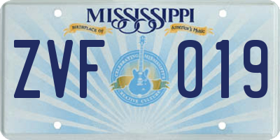 MS license plate ZVF019