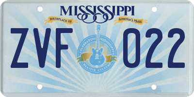 MS license plate ZVF022