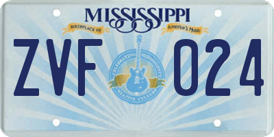 MS license plate ZVF024