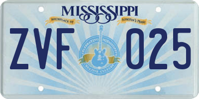 MS license plate ZVF025