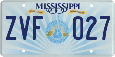 MS license plate ZVF027