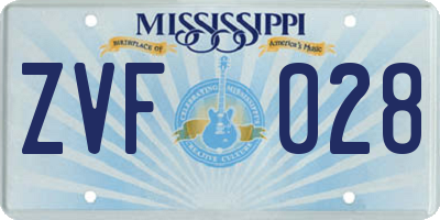 MS license plate ZVF028