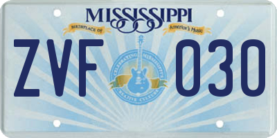 MS license plate ZVF030