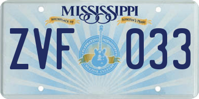 MS license plate ZVF033