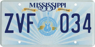 MS license plate ZVF034