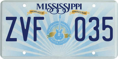 MS license plate ZVF035