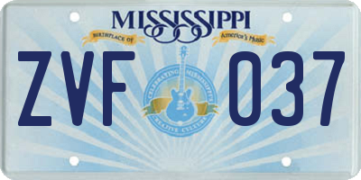MS license plate ZVF037