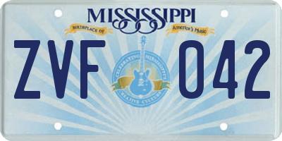 MS license plate ZVF042