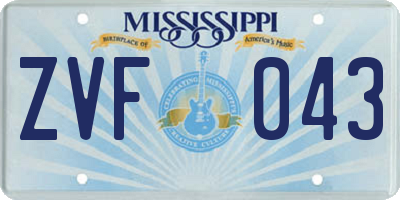 MS license plate ZVF043