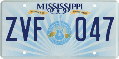 MS license plate ZVF047