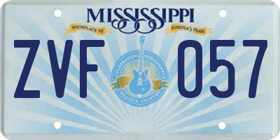 MS license plate ZVF057