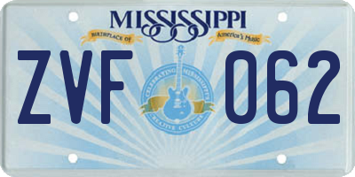MS license plate ZVF062