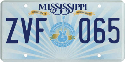 MS license plate ZVF065