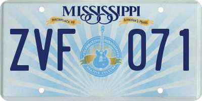 MS license plate ZVF071