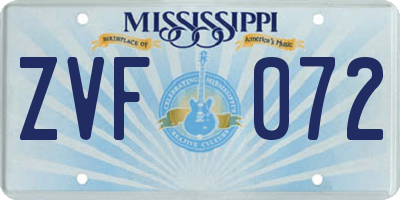 MS license plate ZVF072