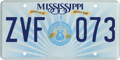 MS license plate ZVF073