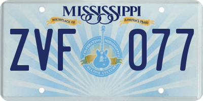 MS license plate ZVF077