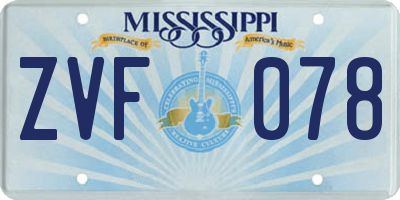 MS license plate ZVF078