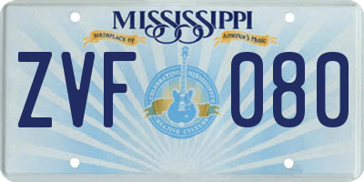MS license plate ZVF080