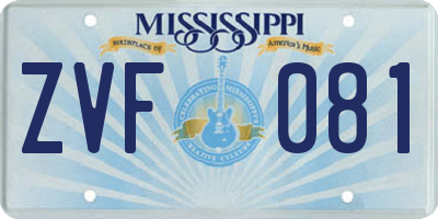 MS license plate ZVF081