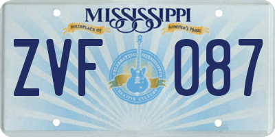 MS license plate ZVF087