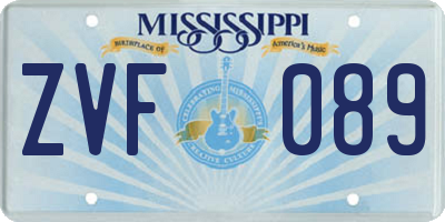 MS license plate ZVF089