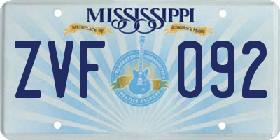 MS license plate ZVF092