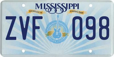 MS license plate ZVF098