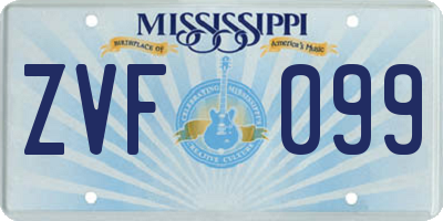 MS license plate ZVF099