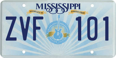 MS license plate ZVF101
