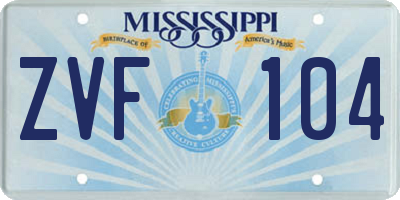MS license plate ZVF104