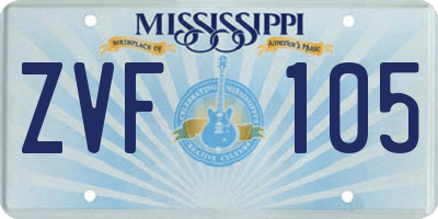 MS license plate ZVF105