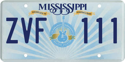 MS license plate ZVF111