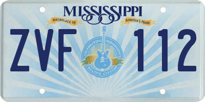 MS license plate ZVF112