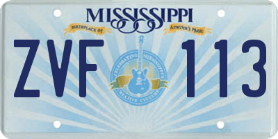MS license plate ZVF113
