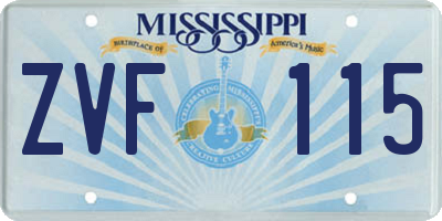 MS license plate ZVF115