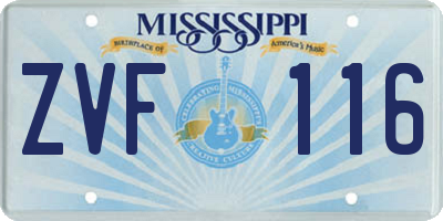 MS license plate ZVF116