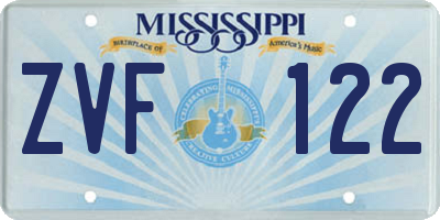 MS license plate ZVF122