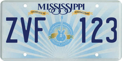 MS license plate ZVF123