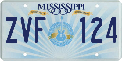MS license plate ZVF124