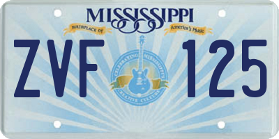 MS license plate ZVF125
