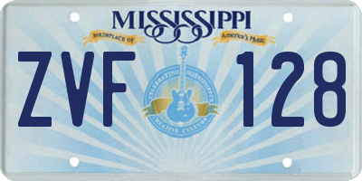 MS license plate ZVF128