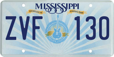 MS license plate ZVF130