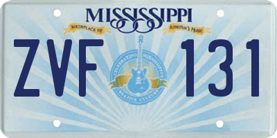 MS license plate ZVF131