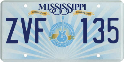 MS license plate ZVF135
