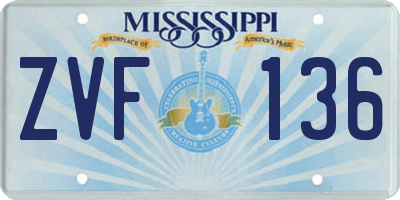 MS license plate ZVF136