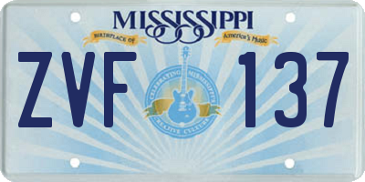 MS license plate ZVF137